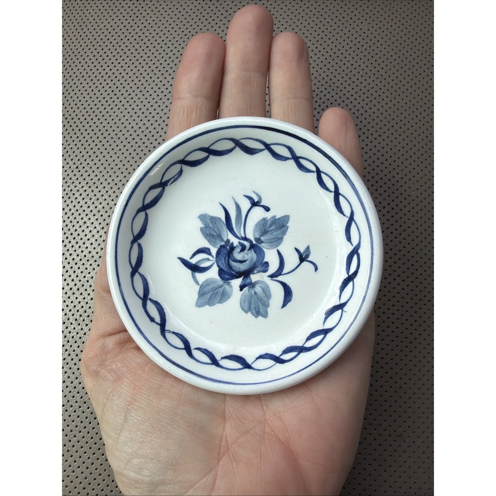 Antique WEDGWOOD Blue-white Flower Butter Pat  approx. 3" Diameter